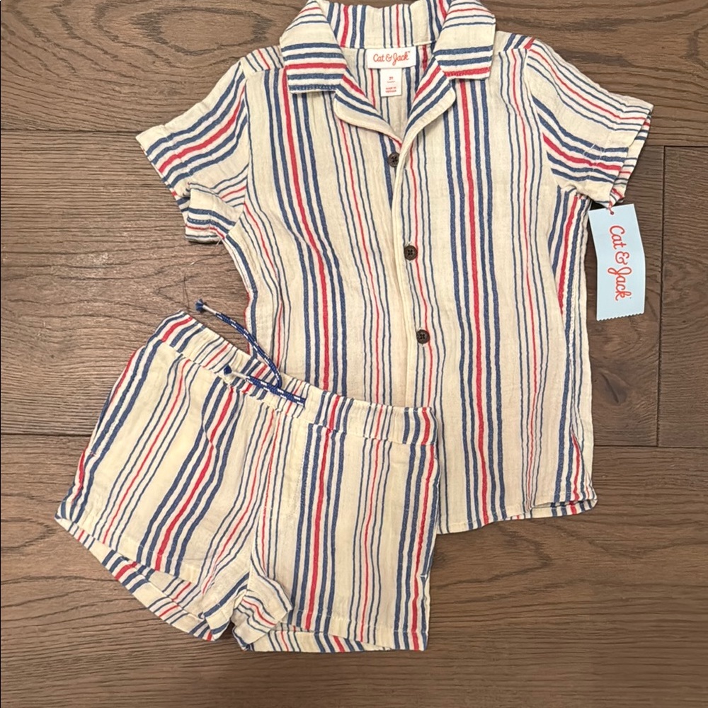 Cat & Jack Kids Striped Set - Red, Blue, and White